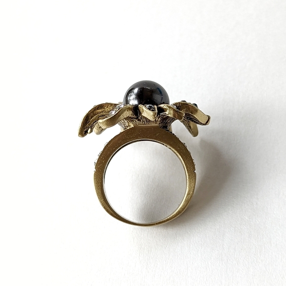 Signed HEIDI DAUS "Sublime Star" Black Statement Ring w/ Rhinestones Size 6.5 - Picture 7 of 12